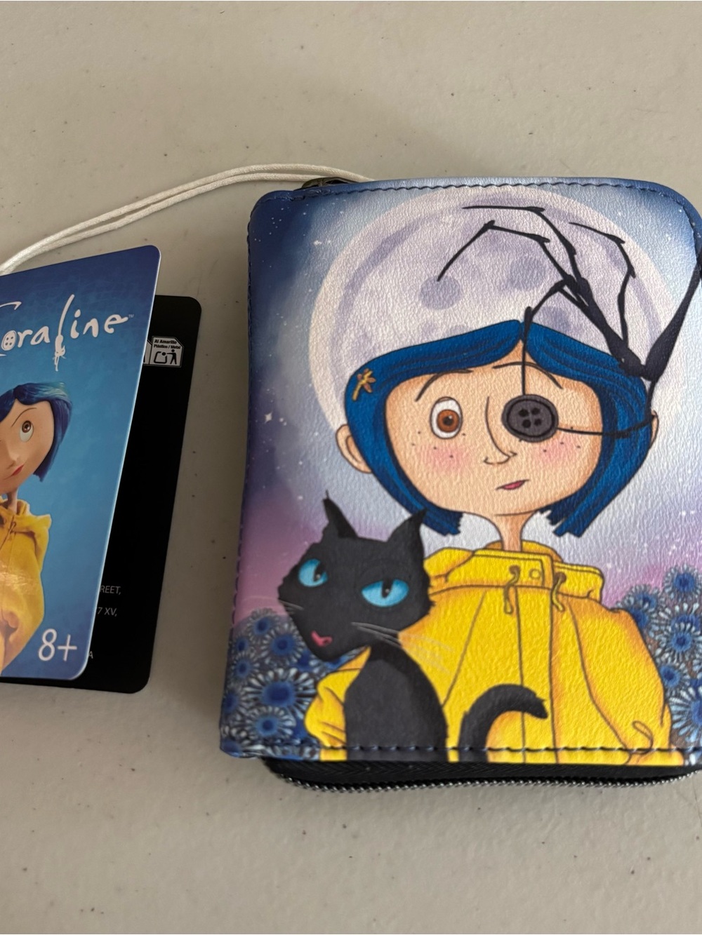 Coraline Wallet with Blue Hair Girl and Black Cat - new Loungfly